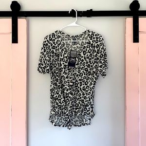 Leopard print tie up blouse NEW with Tags